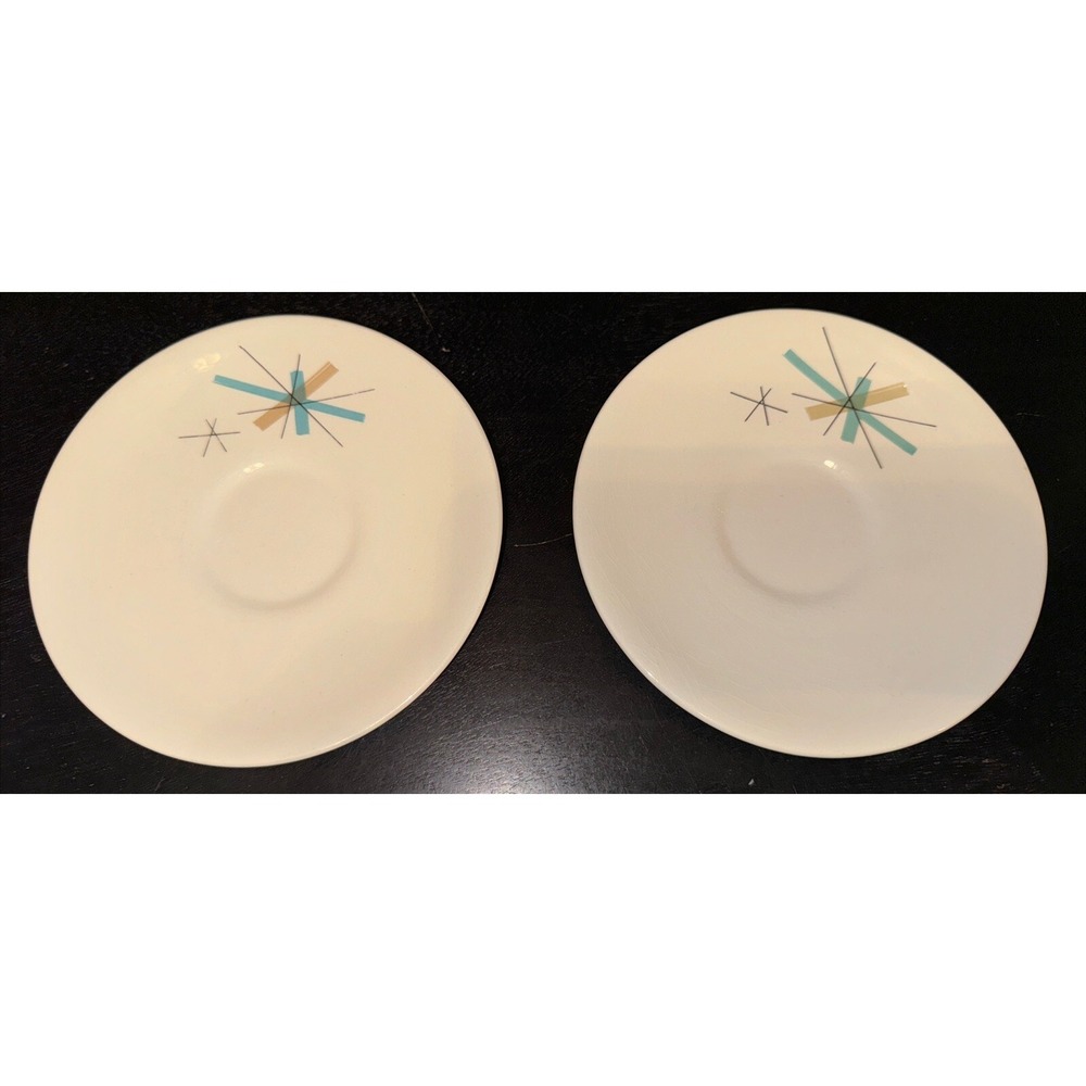 MCM Salem North Star Atomic Starburst Aqua 6 1/4" Saucers SEE DESCRIPTION **